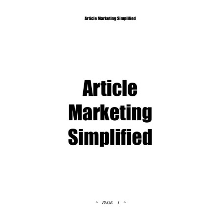 Article Marketing Simplified