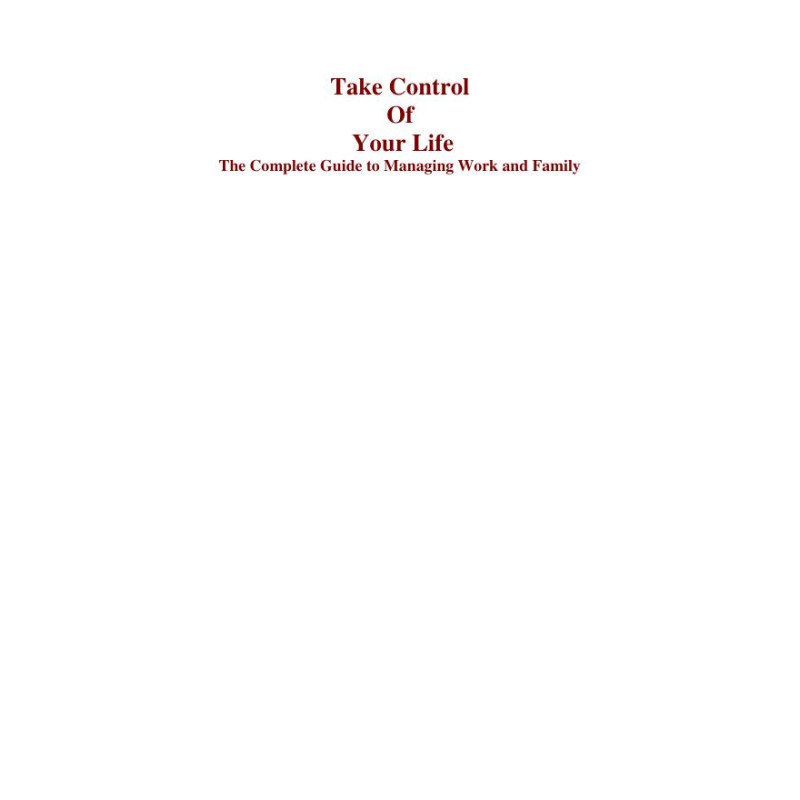 Take Control of Your Life